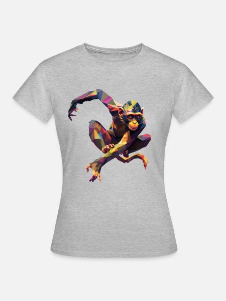 Geometrischer bunter Affe - Frauen T-Shirt - Grau meliert
