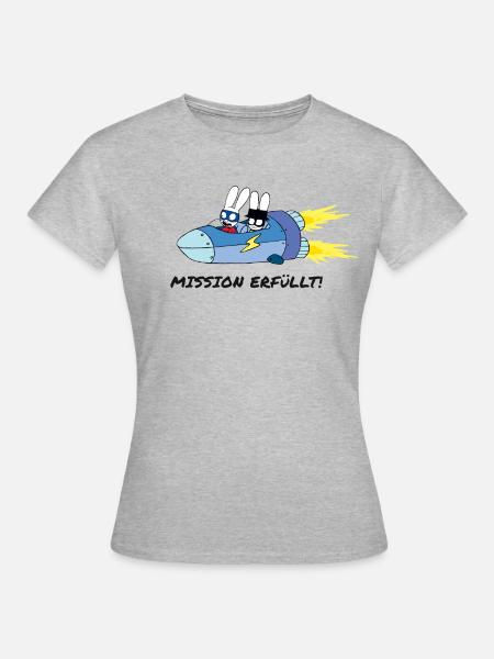 Simon Superhase mit Kleinem Bruder In Raumschiff - Frauen T-Shirt - Grau meliert