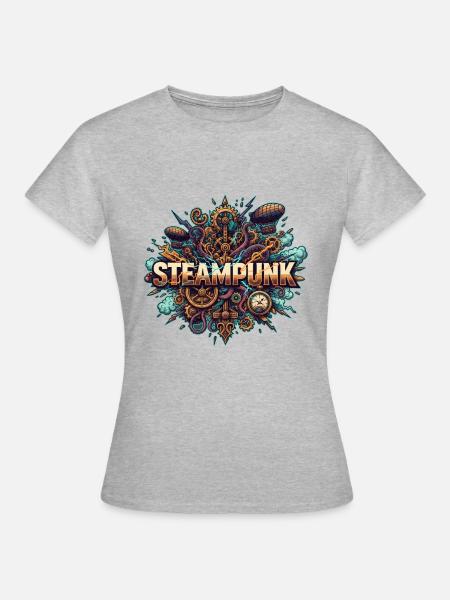 Steampunk Ästhetik & Retro-futurismus - Frauen T-Shirt - Grau meliert