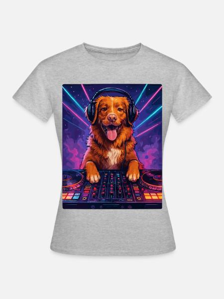 Nova Scotia Toller DJ Hund witzig positiv Geschenk - Frauen T-Shirt - Grau meliert