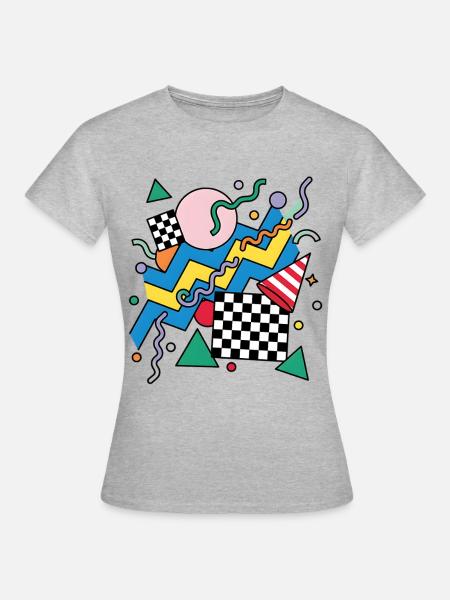 Geometrisches Neon-Punk Muster - Frauen T-Shirt - Grau meliert