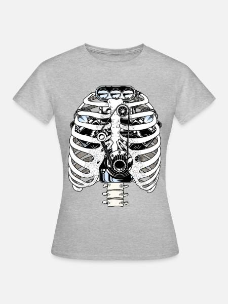 Biomech Ribcage-Motormechaniker - Frauen T-Shirt - Grau meliert
