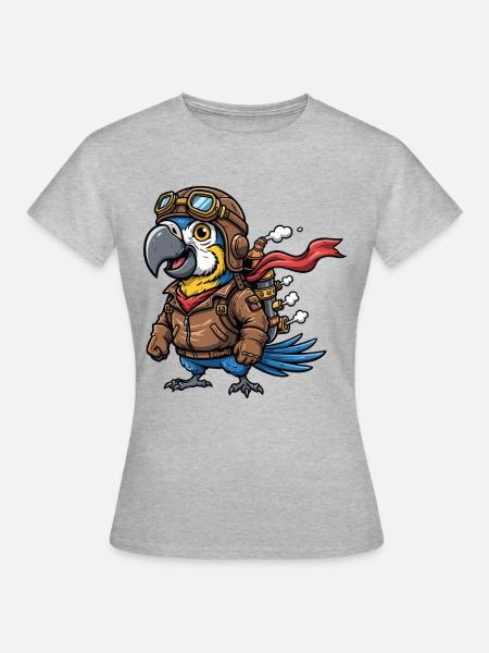 Parrot Aviator Steampunk Flugabenteuer - Frauen T-Shirt - Grau meliert