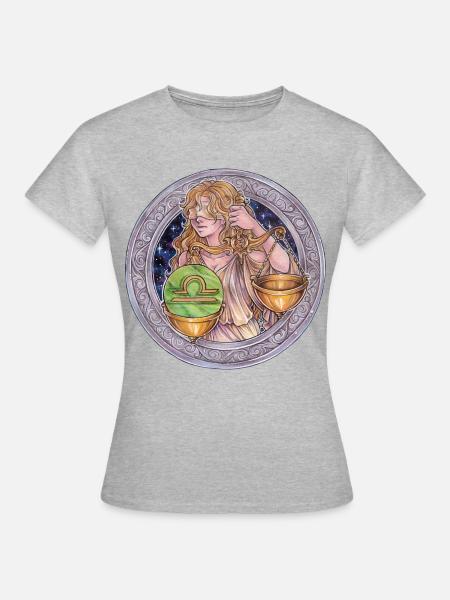 Zodiac Sign Sternzeichen Waage Libra Geschenk - Frauen T-Shirt - Grau meliert
