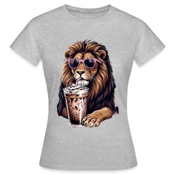 Lion with Pink Sunglasses Shake - Women's T-Shirt - heather grey - Front - AI Model Female 172 dark (172cm)