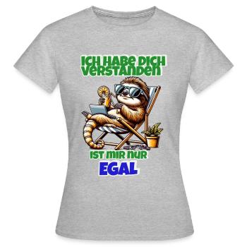 Faultier Shirt – Ist mir nur egal - Frauen T-Shirt - Grau meliert - Vorne - AI Model Female 172 dark (172cm)