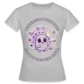 J’ai compris les mots - T-shirt Femme - gris chiné - Devant - AI Model Female 172 dark (172cm)