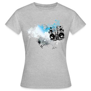 Frutiger Metro Lautsprecher – Floral Grunge Splash - Frauen T-Shirt - Grau meliert - Vorne - AI Model Female 172 dark (172cm)