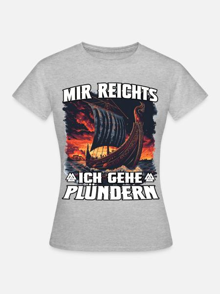 Vikingerschiff Plünderer Raid Motiv - Frauen T-Shirt - Grau meliert