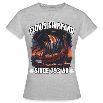 Chantier naval de Floki depuis 793 après J.-C. - T-shirt Femme - gris chiné - Devant - AI Model Female 172 dark (172cm)