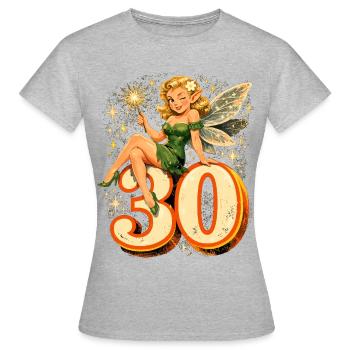 30e anniversaire rétro : Fée magique & Elfe - T-shirt Femme - gris chiné - Devant - AI Model Female 172 dark (172cm)
