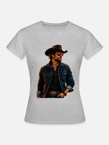 Cowboy Western Style - Frauen T-Shirt - Grau meliert
