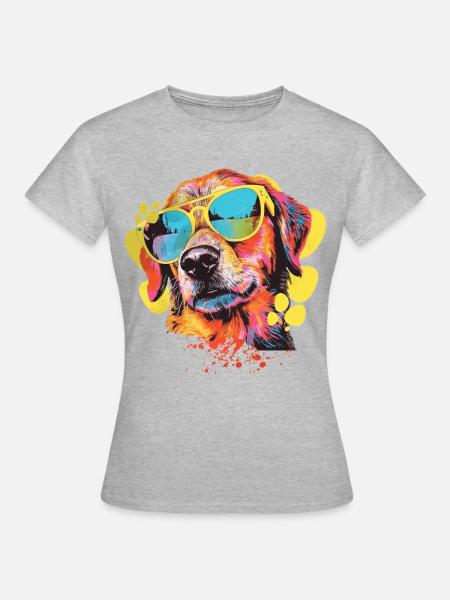 COOL DOG - Frauen T-Shirt - Grau meliert