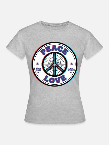 Hippie-Psychedelisches Peace-Sign Friedensliebe - Frauen T-Shirt - Grau meliert