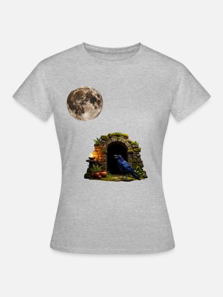 Mondnacht im Krähen tor - Frauen T-Shirt - Grau meliert