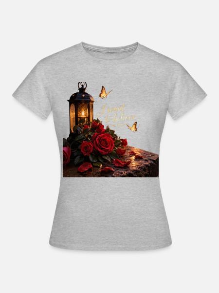 Ich will glauben: Rosenlaterne - Frauen T-Shirt - Grau meliert