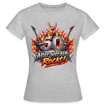 50 Jahre , 50.Geburtstag,  älter Werden Rock - Frauen T-Shirt - Grau meliert - Vorne - AI Model Female 172 dark (172cm)
