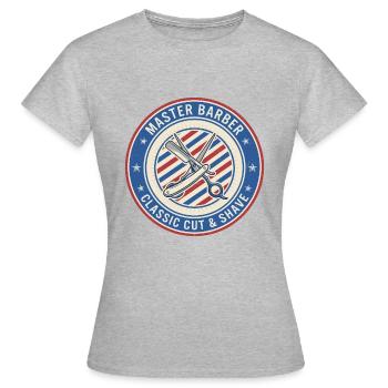 Master Barber Straight Razor Shears Badge Geschenk - Frauen T-Shirt - Grau meliert - Vorne - AI Model Female 172 dark (172cm)