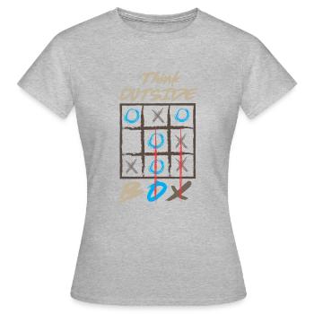 En dehors de la boîte - T-shirt Femme - gris chiné - Devant - AI Model Female 172 dark (172cm)