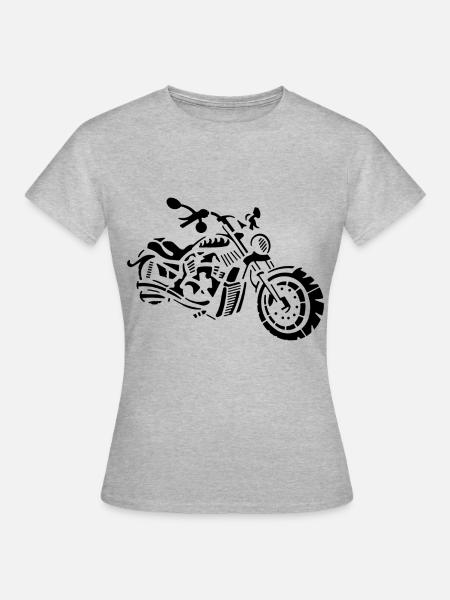 Motorrad Chopper Abstrakt Zeichnung - Frauen T-Shirt - Grau meliert