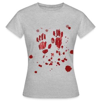 sang,,mains,éclaboussures de sang,halloween - T-shirt Femme - gris chiné - Devant - AI Model Female 172 dark (172cm)