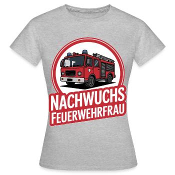 Nachwuchs Feuerwehrfrau – Geschenkidee - Frauen T-Shirt - Grau meliert - Vorne - AI Model Female 172 dark (172cm)
