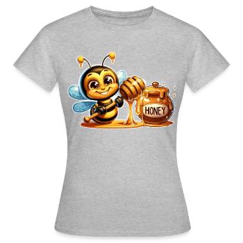 Sweet bee nibbling on the honey pot - Women's T-Shirt - heather grey - Front - AI Model Female 172 dark (172cm)