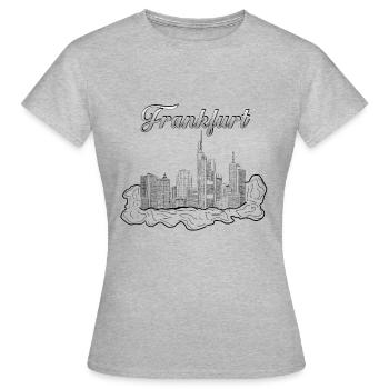Frankfurt / Main Skyline Hochhäuser Towers Sketch - Frauen T-Shirt - Grau meliert - Vorne - AI Model Female 172 dark (172cm)
