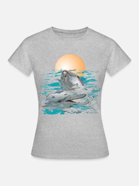 Delfine - Frauen T-Shirt - Grau meliert