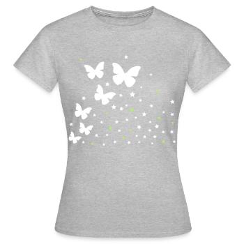 Papillons & astérisque - T-shirt Femme - gris chiné - Devant - AI Model Female 172 dark (172cm)