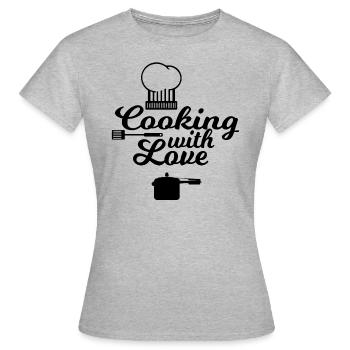 Avec l’amour de la cuisine ! - T-shirt Femme - gris chiné - Devant - AI Model Female 172 dark (172cm)