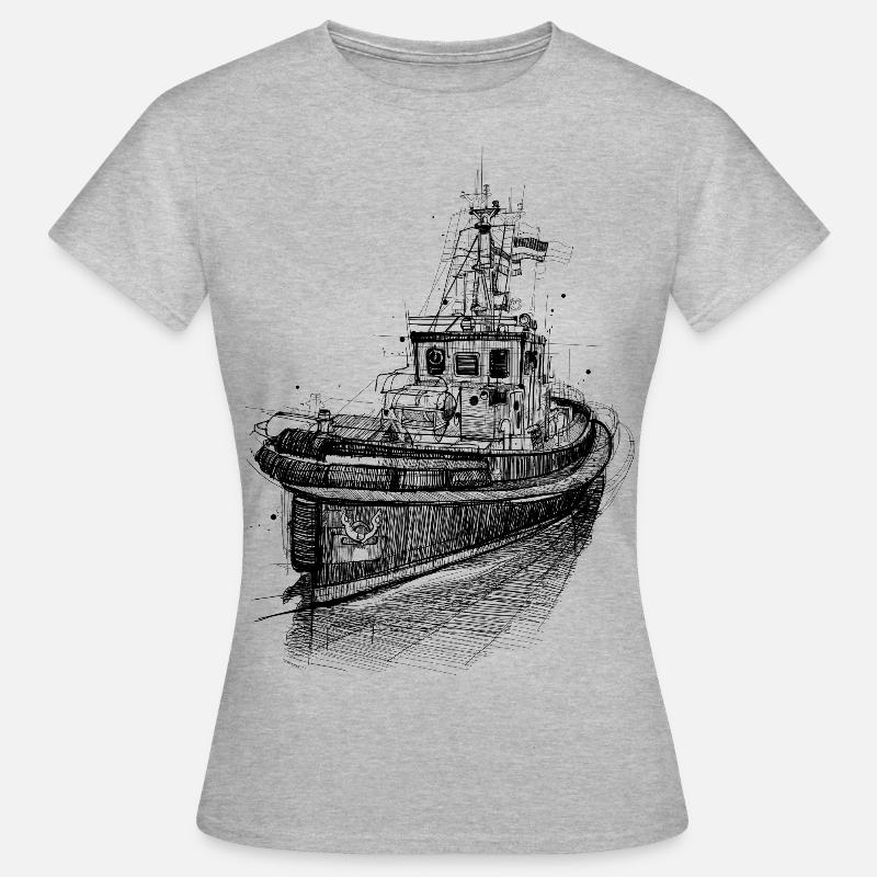 Tug drawing - Women's T-Shirt - heather grey