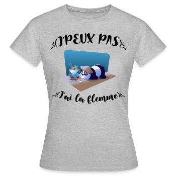 I can't, I'm lazy, Beautiful panda with a blue background - Women's T-Shirt - heather grey - Front - AI Model Female 172 dark (172cm)
