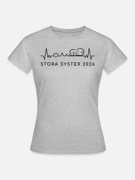 Große Schwester 2026 Herzschlag Schwedisch - Dame-T-shirt - grå meleret