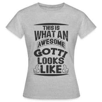 Voici à quoi ressemble un Gotti cool de Godmother Switzerland - T-shirt Femme - gris chiné - Devant - AI Model Female 172 dark (172cm)