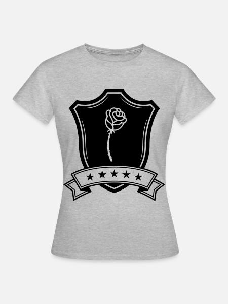 Rose Schild - Frauen T-Shirt - Grau meliert