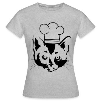Katzenkopf Koch Hobbykoch Kochkunst Küche - Frauen T-Shirt - Grau meliert - Vorne - AI Model Female 172 dark (172cm)
