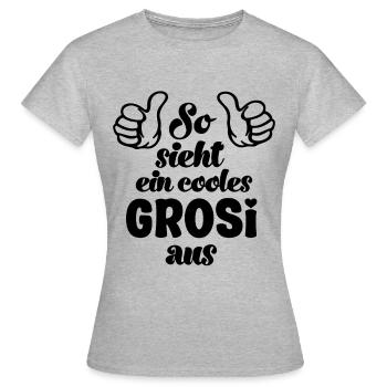 So sieht ein cooles Grosi aus Oma Schweiz Grosi - Frauen T-Shirt - Grau meliert - Vorne - AI Model Female 172 dark (172cm)