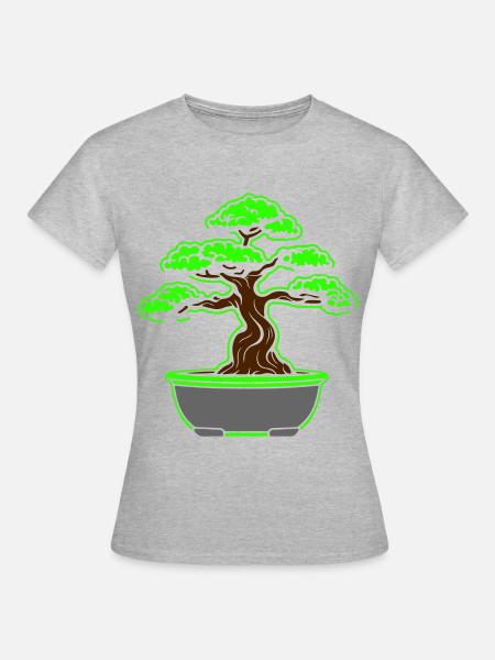 Bonsai Baum Symbol - Frauen T-Shirt - Grau meliert
