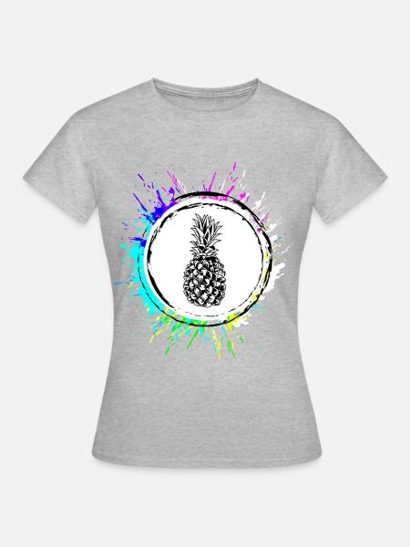 Ananas Bunt - Frauen T-Shirt - Grau meliert