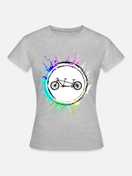 Fahrrad tandem Bunt - Frauen T-Shirt - Grau meliert