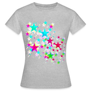 Étoiles, étoile, étoiles colorées - T-shirt Femme - gris chiné - Devant - AI Model Female 172 dark (172cm)