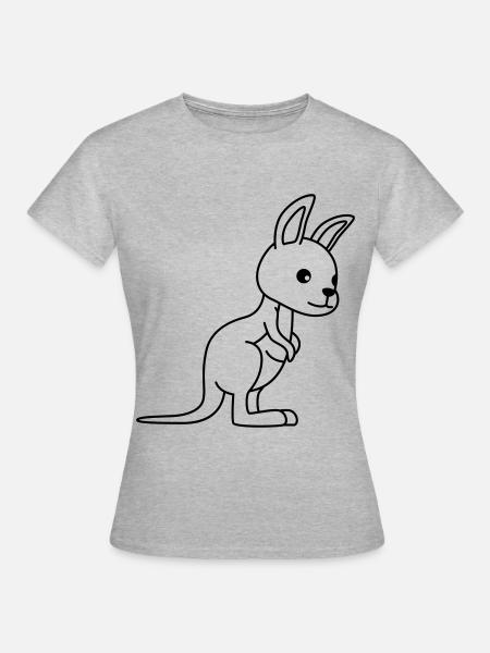 Kangaroo Comic - Frauen T-Shirt - Grau meliert
