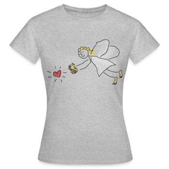 Christkind Weihnachten Engel Herz Flügel - Frauen T-Shirt - Grau meliert - Vorne - AI Model Female 172 dark (172cm)