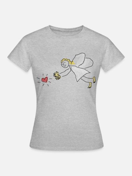 Enfant De Noël Ange coeur ailes - T-shirt Femme - gris chiné