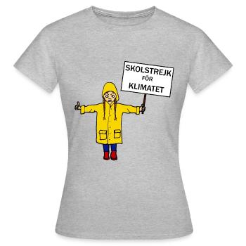 School Strike, Greta Shield Fridays for Future Comic - Women's T-Shirt - heather grey - Front - AI Model Female 172 dark (172cm)