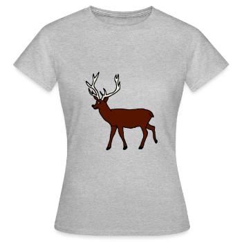 Hirsch, Waldtier - Frauen T-Shirt - Grau meliert - Vorne - AI Model Female 172 dark (172cm)