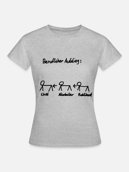 Beruflicher Aufstieg, Lustiger Comic, Geschenk Job - Frauen T-Shirt - Grau meliert