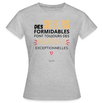 Futur marraine soeur Demande marrain Demande soeur - T-shirt Femme - gris chiné - Devant - AI Model Female 172 dark (172cm)