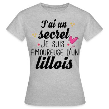 Lillois Lille Femme Amoureuse Cadeau Amour Humour - T-shirt Femme - gris chiné - Devant - AI Model Female 172 dark (172cm)